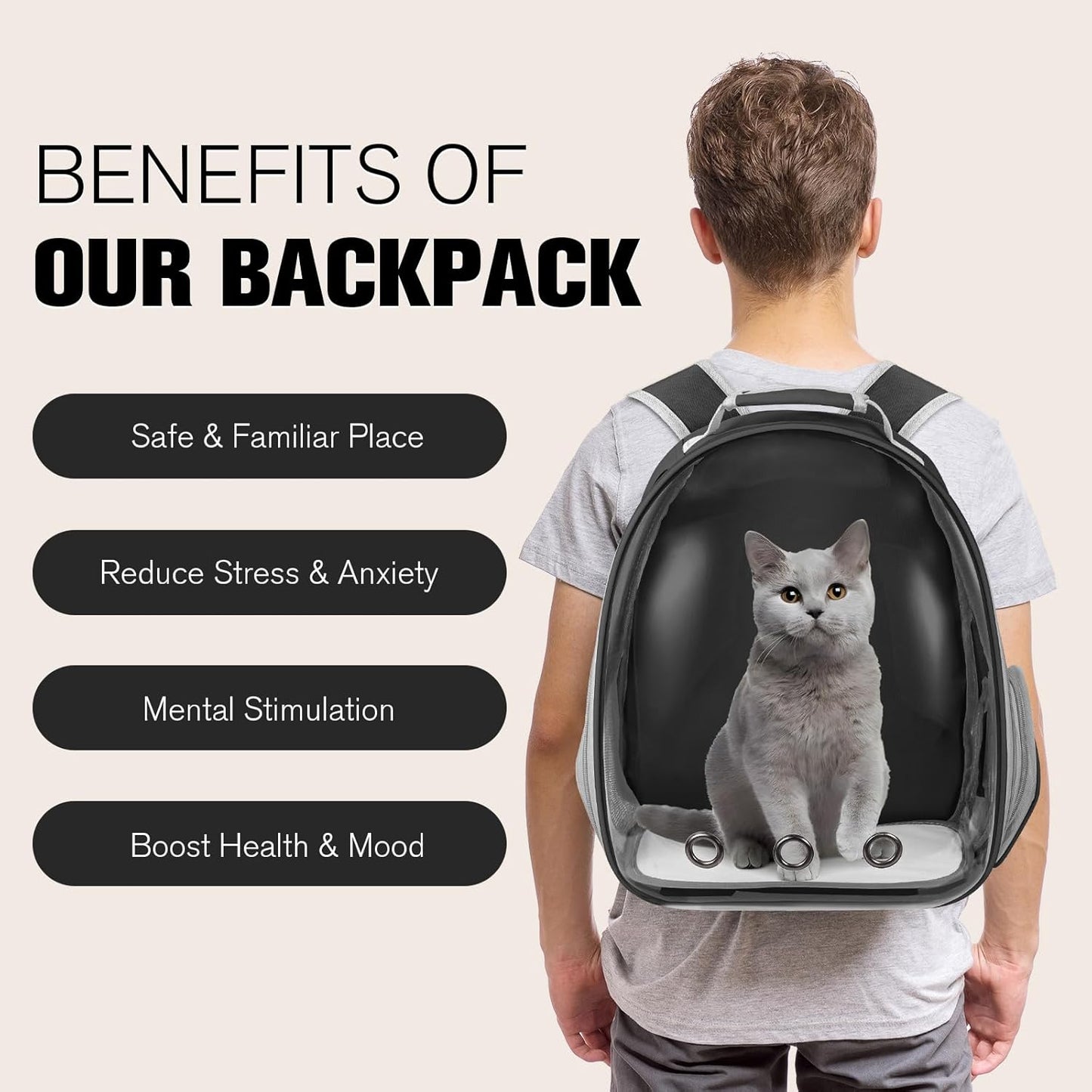 Cat & Dog Carrier Backpack – Space Capsule Pet Travel Bag for Hiking & Walking