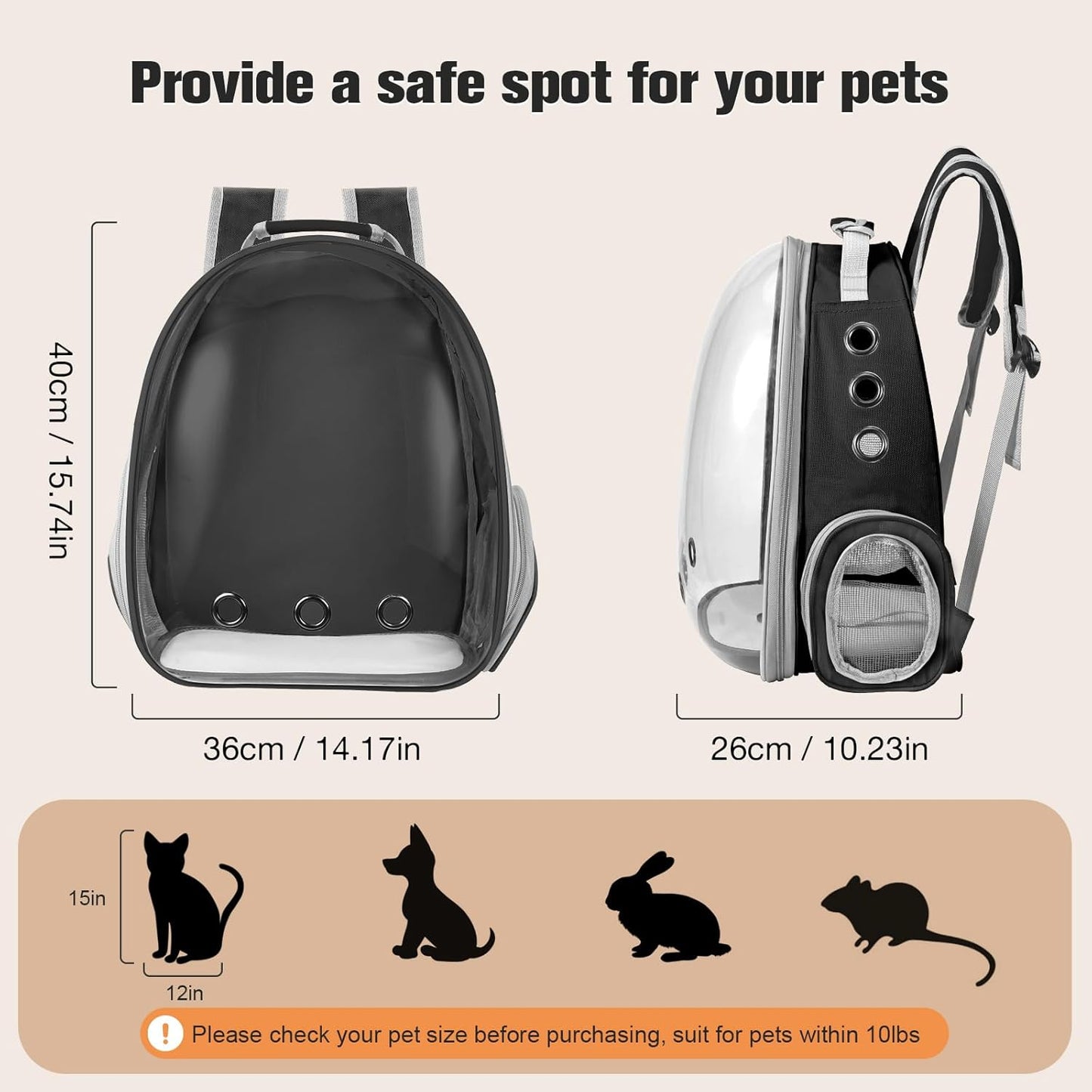 Cat & Dog Carrier Backpack – Space Capsule Pet Travel Bag for Hiking & Walking
