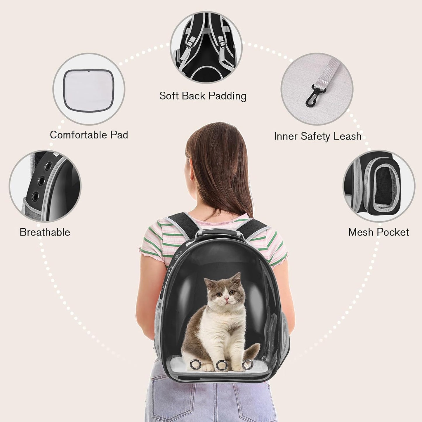 Cat & Dog Carrier Backpack – Space Capsule Pet Travel Bag for Hiking & Walking