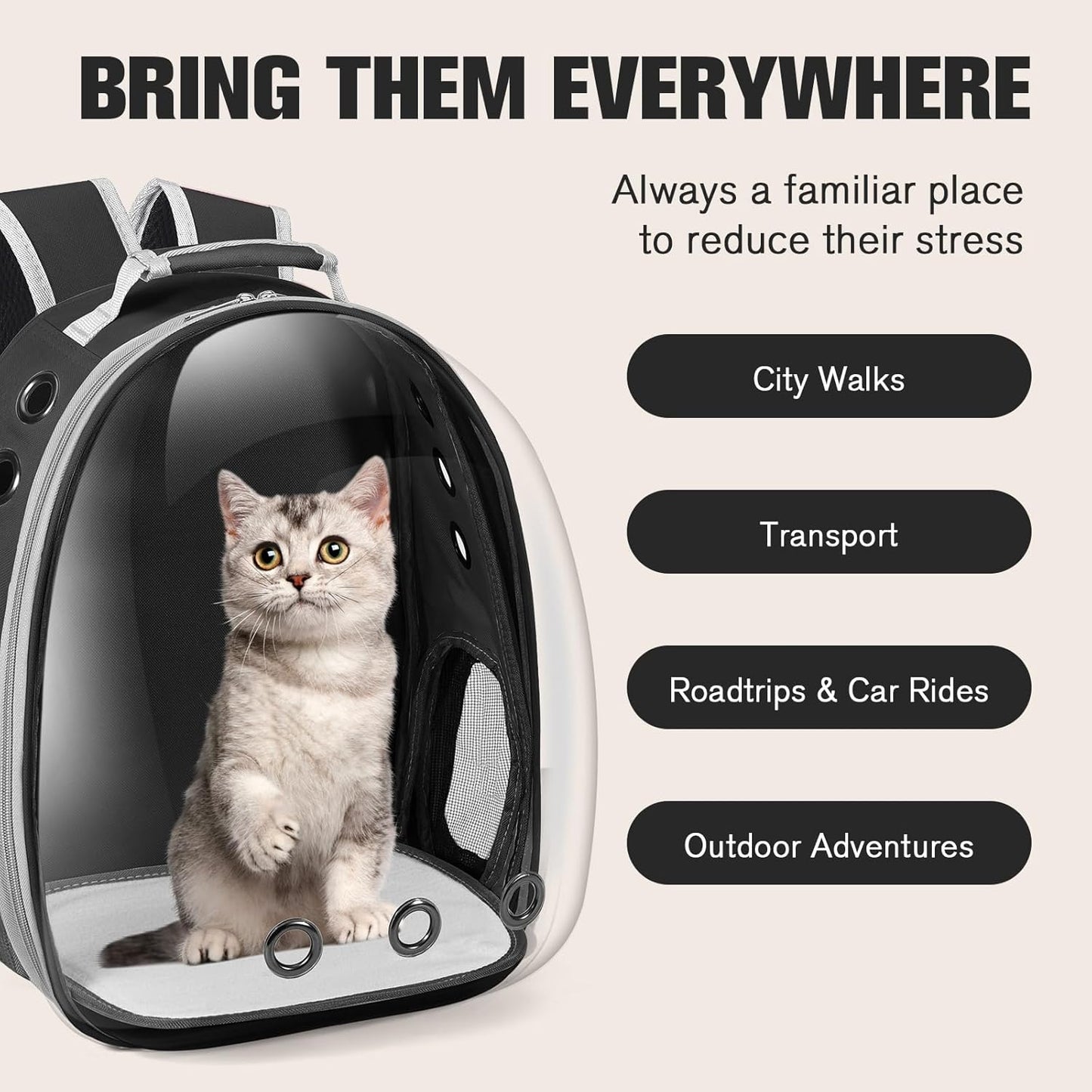 Cat & Dog Carrier Backpack – Space Capsule Pet Travel Bag for Hiking & Walking